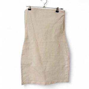 Zara Denim Cream Strapless mini dress with side zip. XS